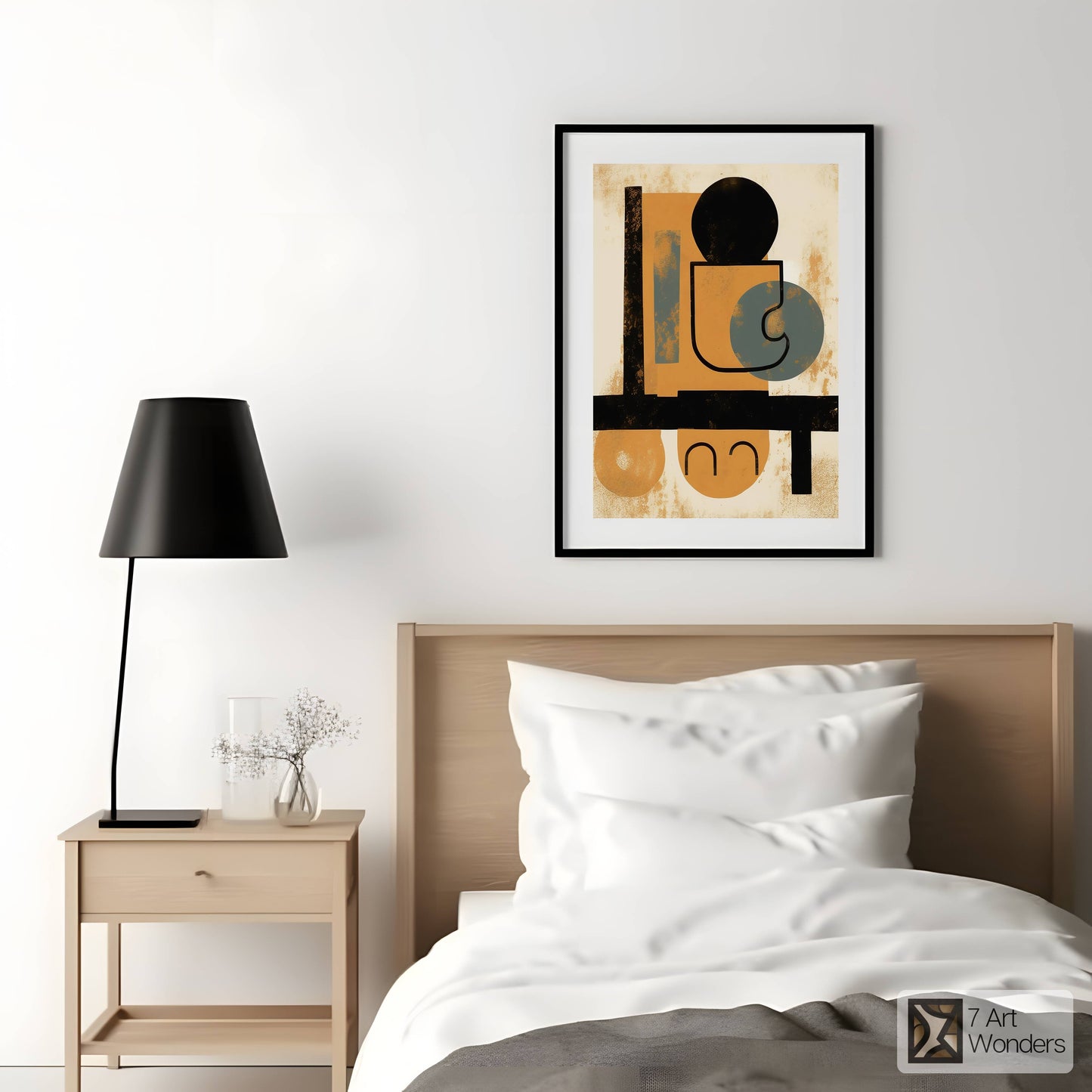 Mid-Century Amber & Cyan Cafe Abstract