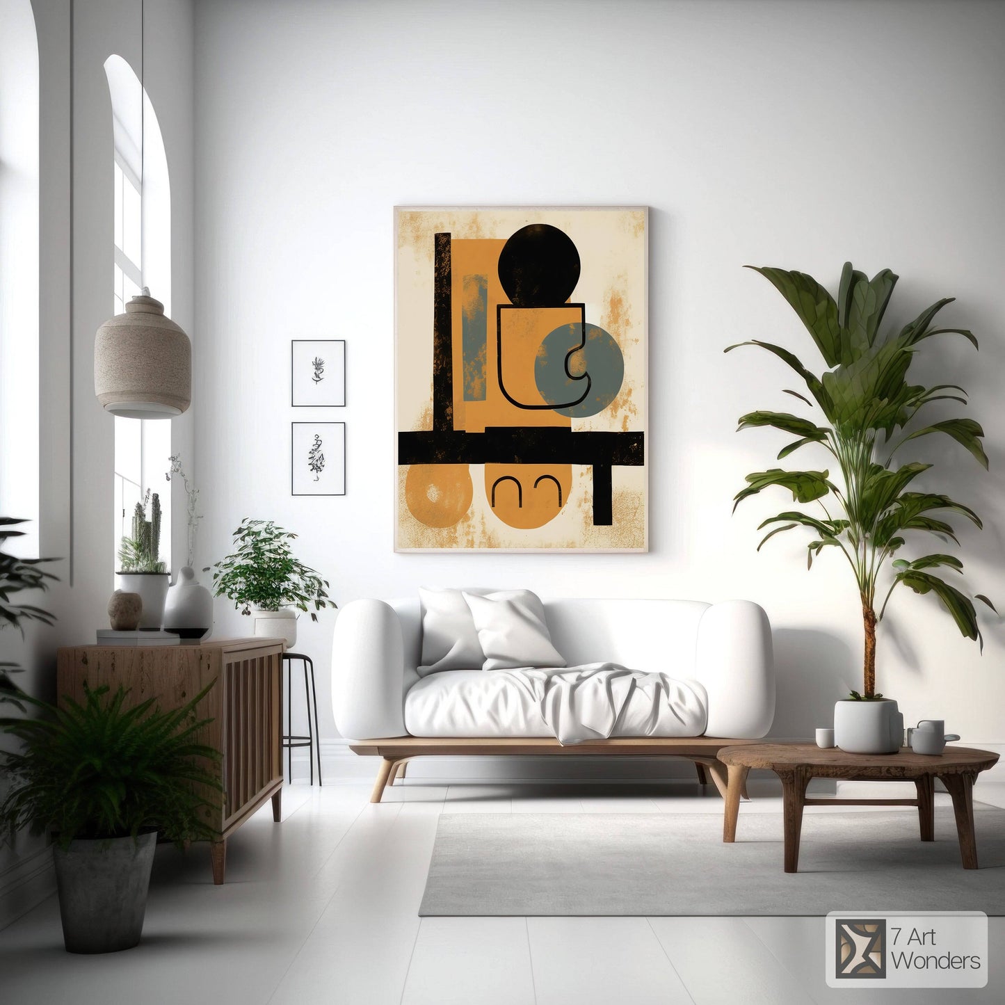 Mid-Century Amber & Cyan Cafe Abstract