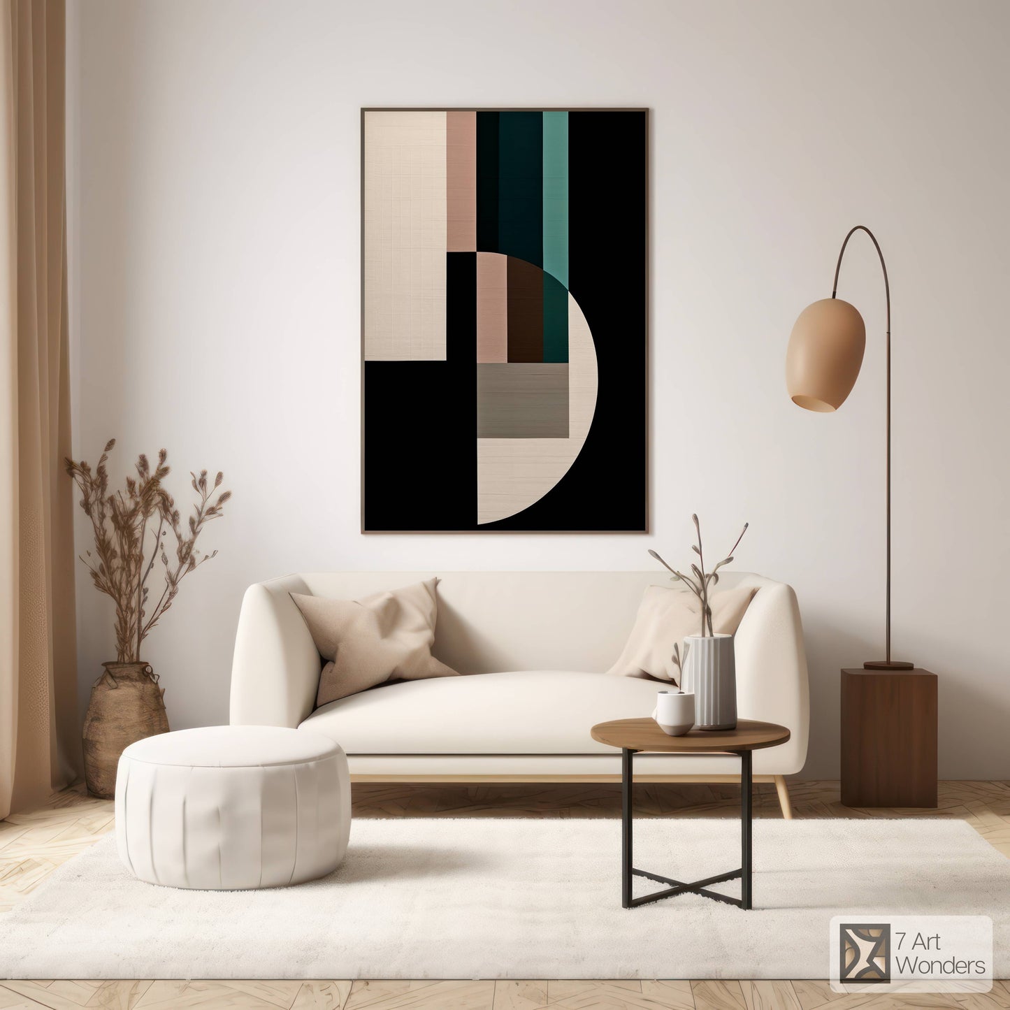 Minimalist Beige Brown Green Geometry Art