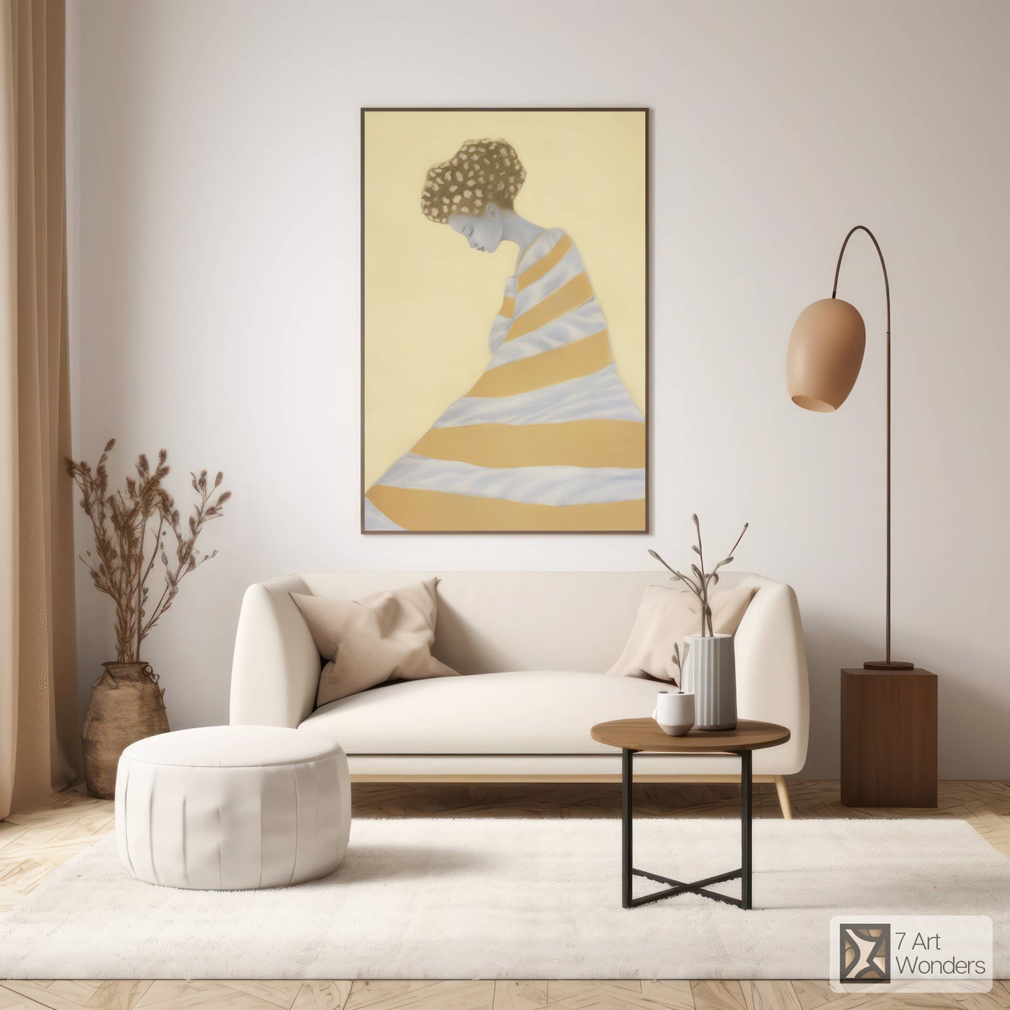 Amber and Gray Striped Woman Art