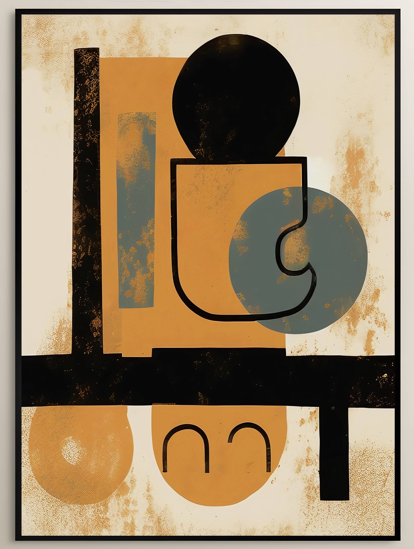 Mid-Century Amber & Cyan Cafe Abstract