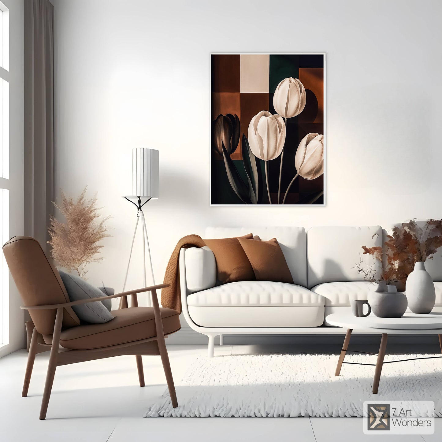 White Tulips Abstract Geometry Art