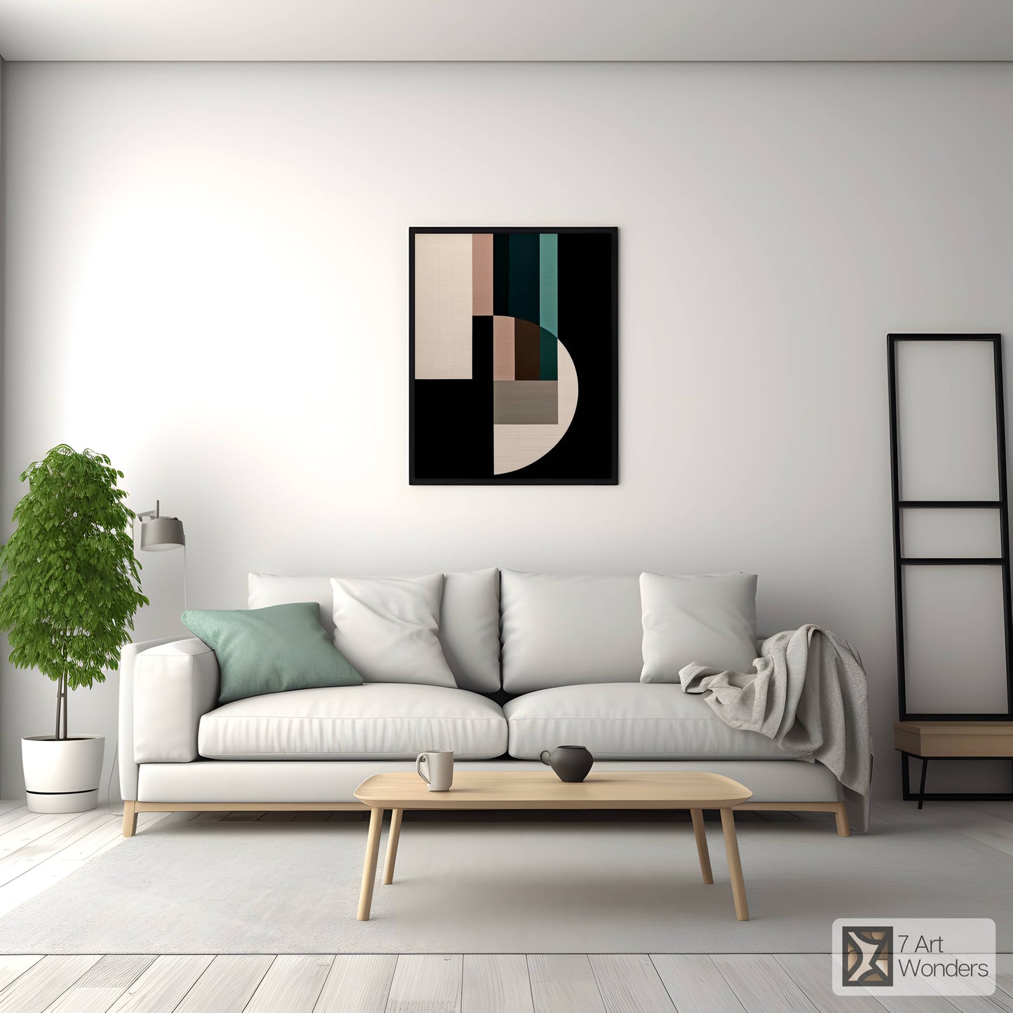 Minimalist Beige Brown Green Geometry Art