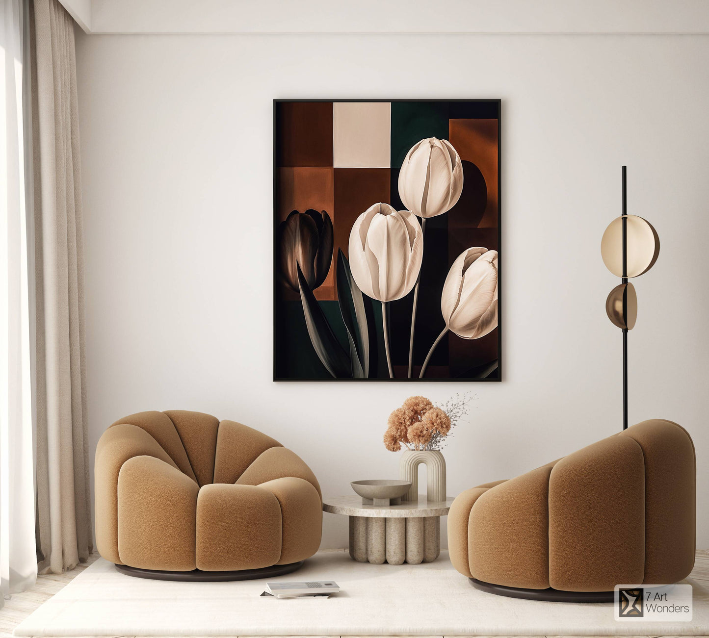 White Tulips Abstract Geometry Art