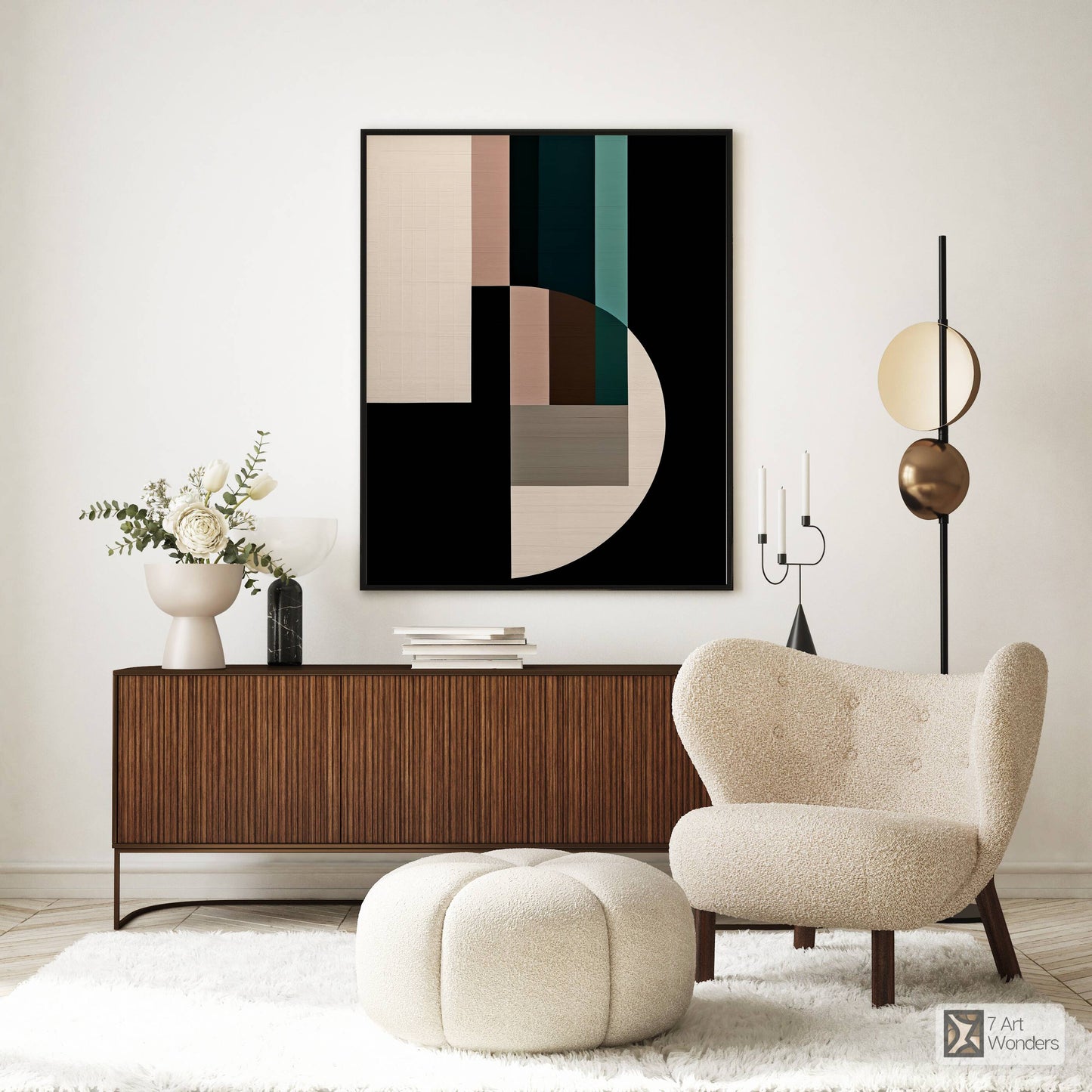 Minimalist Beige Brown Green Geometry Art