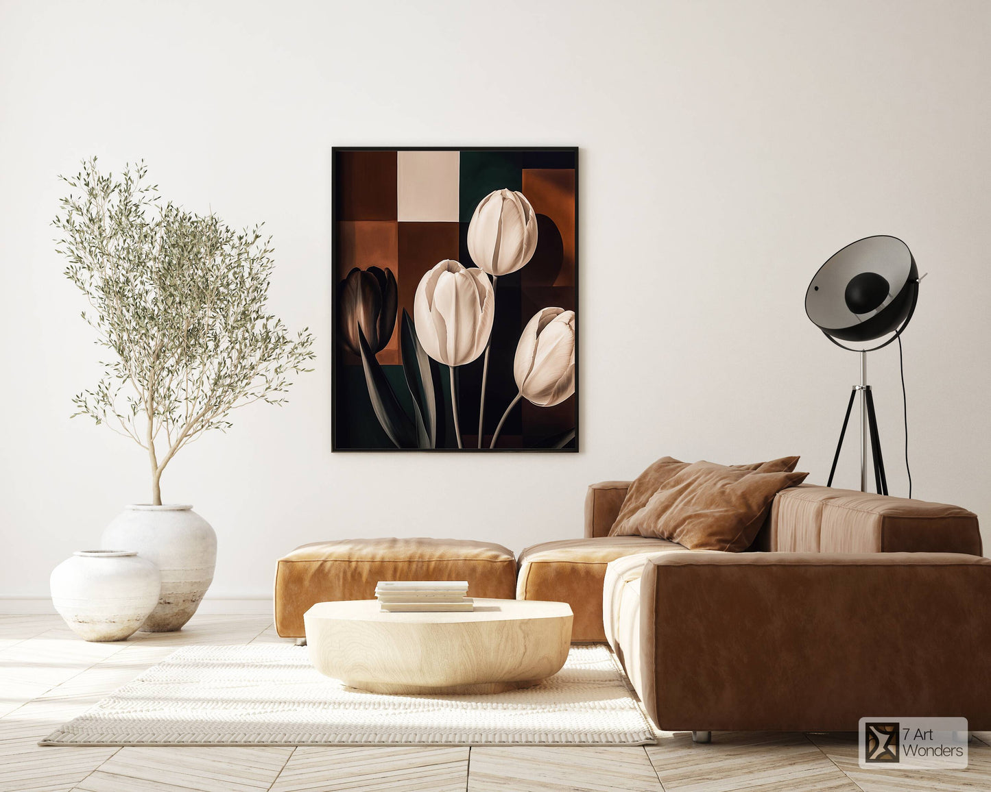 White Tulips Abstract Geometry Art