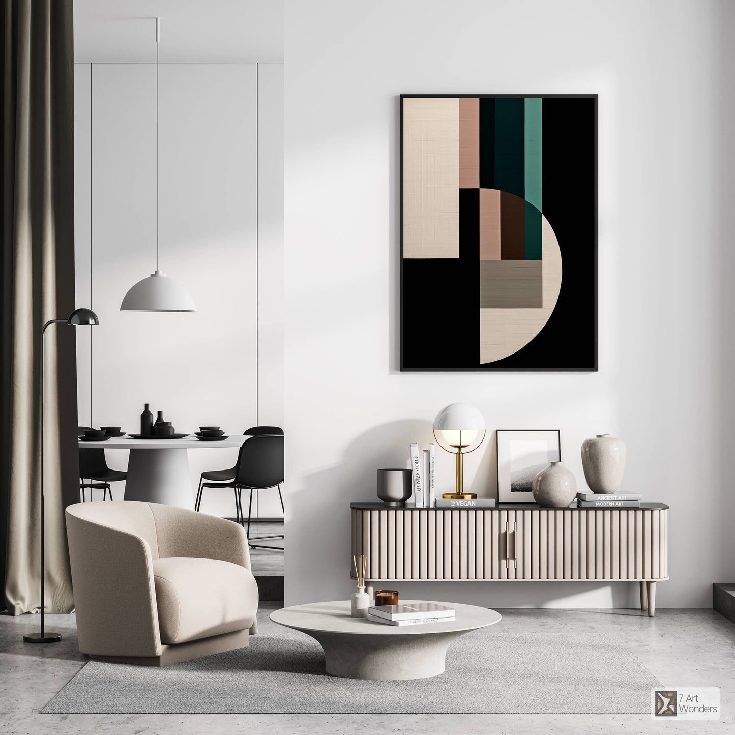 Minimalist Beige Brown Green Geometry Art