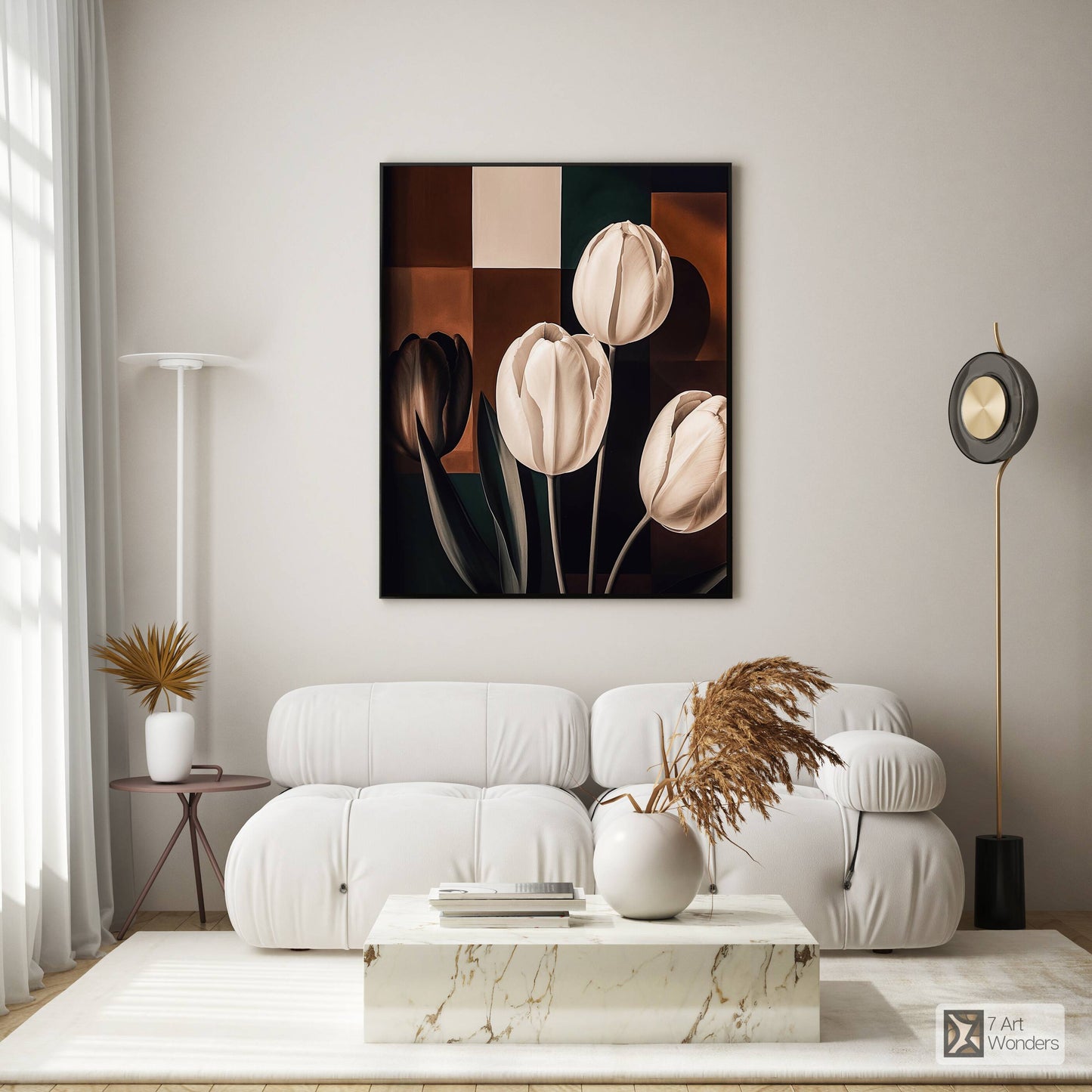 White Tulips Abstract Geometry Art