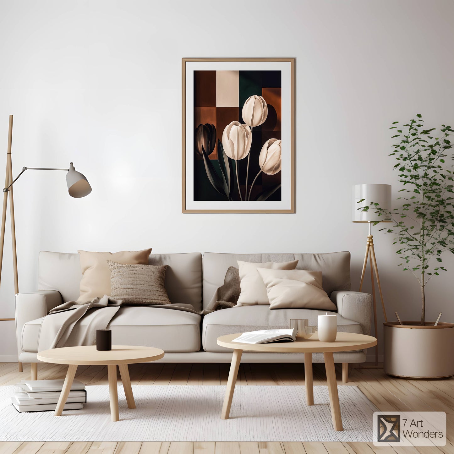 White Tulips Abstract Geometry Art