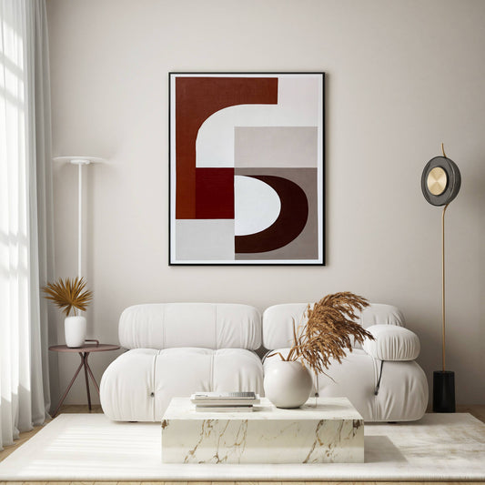 Maroon Minimalist Geometric Shapes Art