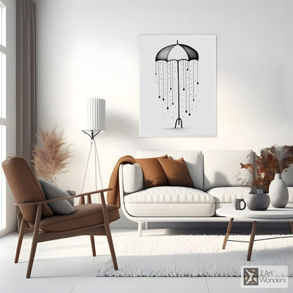 Whimsical Umbrella Rain Art