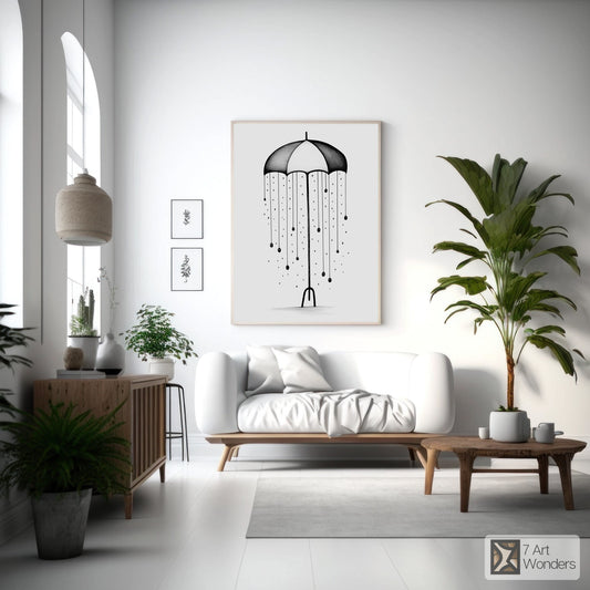 Whimsical Umbrella Rain Art