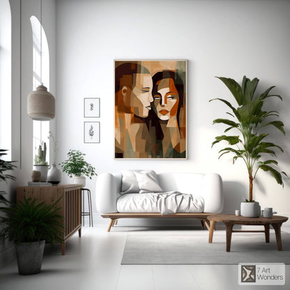 Romantic Cubism Couple Portrait