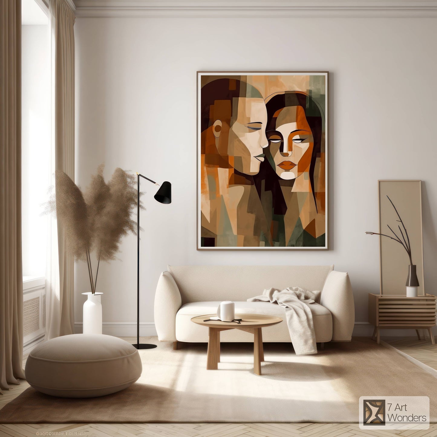 Romantic Cubism Couple Portrait