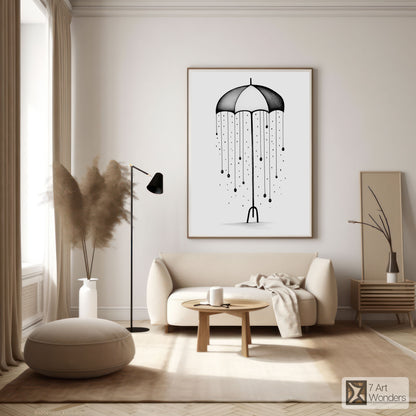 Whimsical Umbrella Rain Art