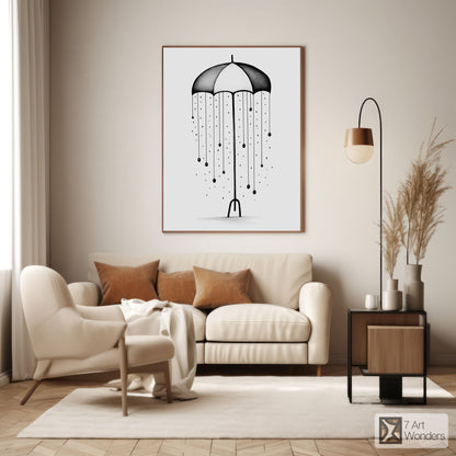 Whimsical Umbrella Rain Art