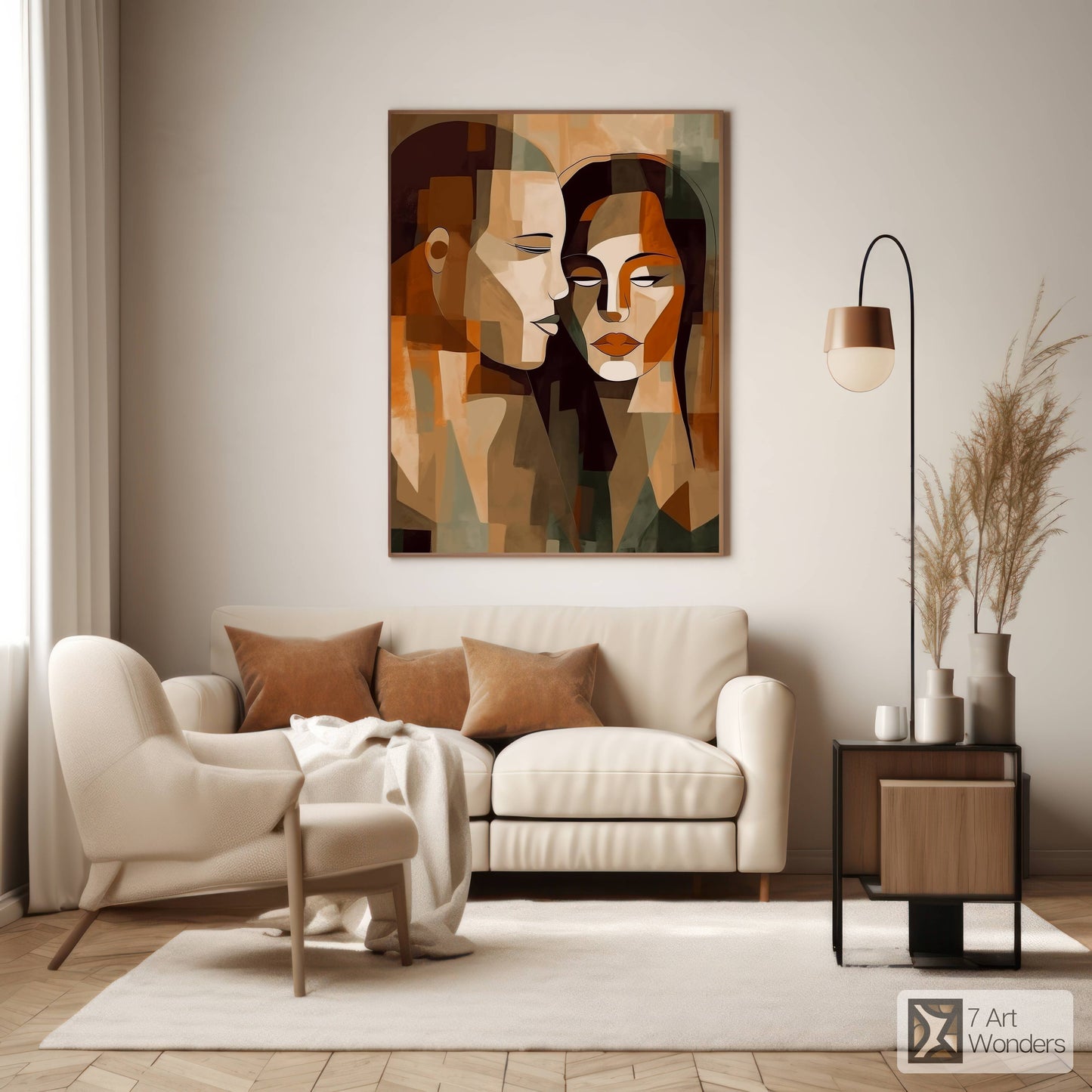 Romantic Cubism Couple Portrait