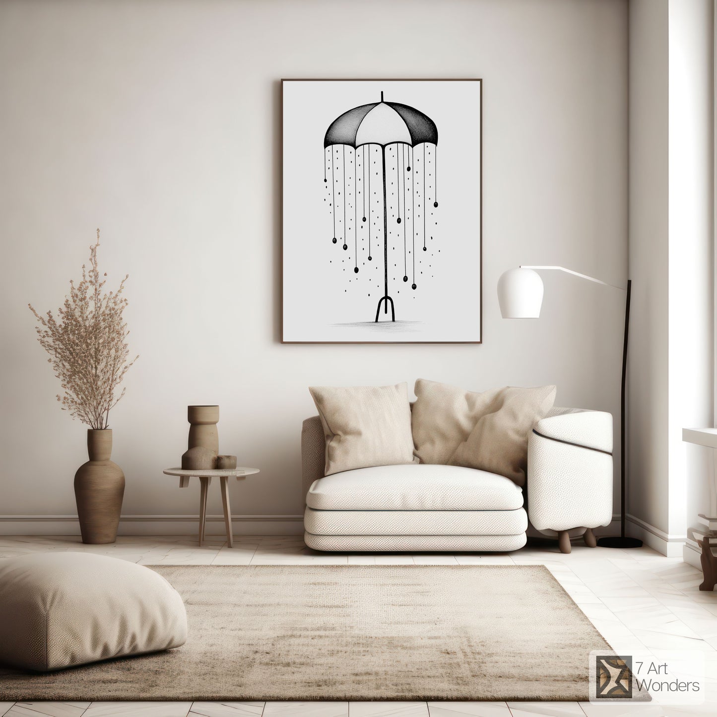 Whimsical Umbrella Rain Art