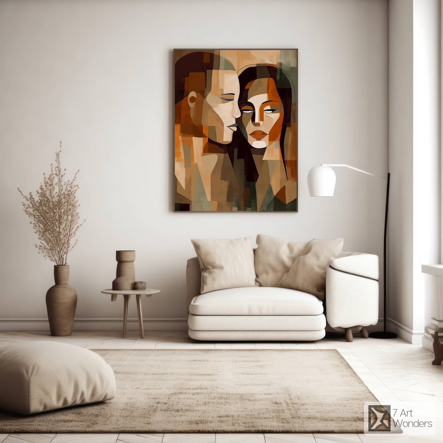 Romantic Cubism Couple Portrait