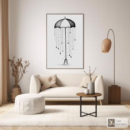 Whimsical Umbrella Rain Art