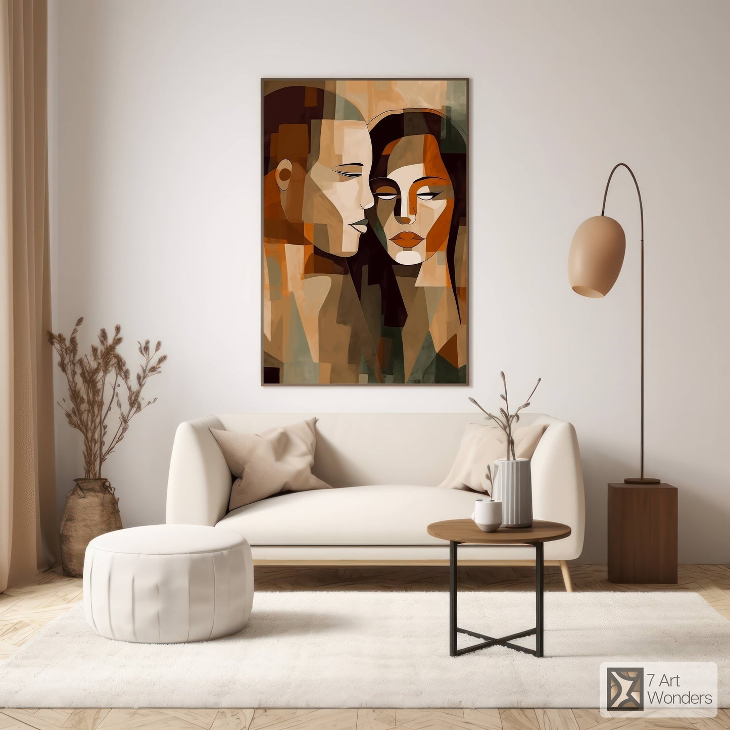 Romantic Cubism Couple Portrait