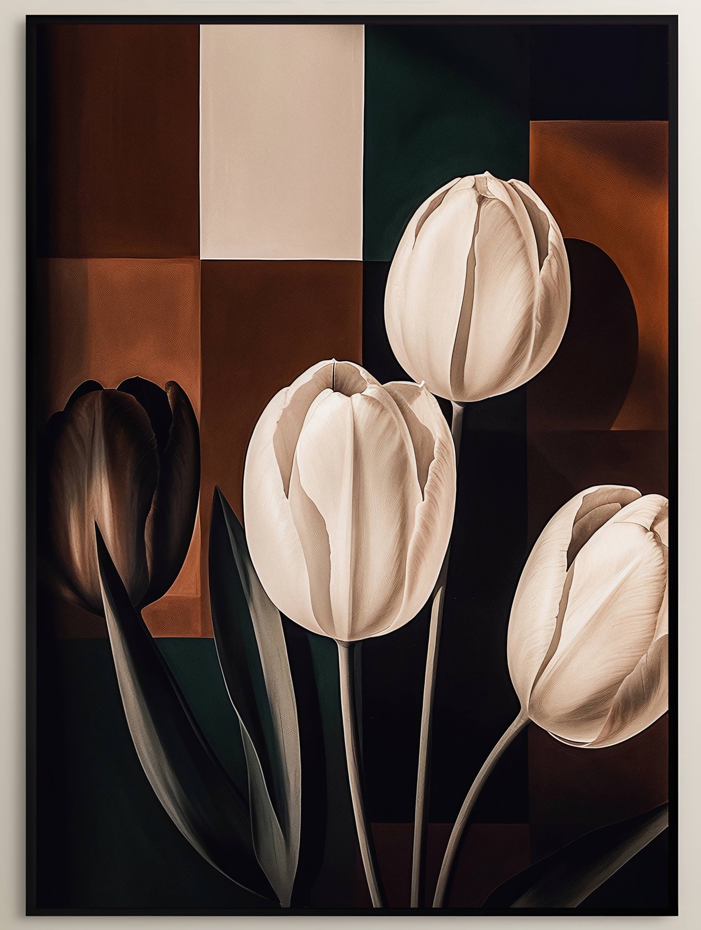 White Tulips Abstract Geometry Art