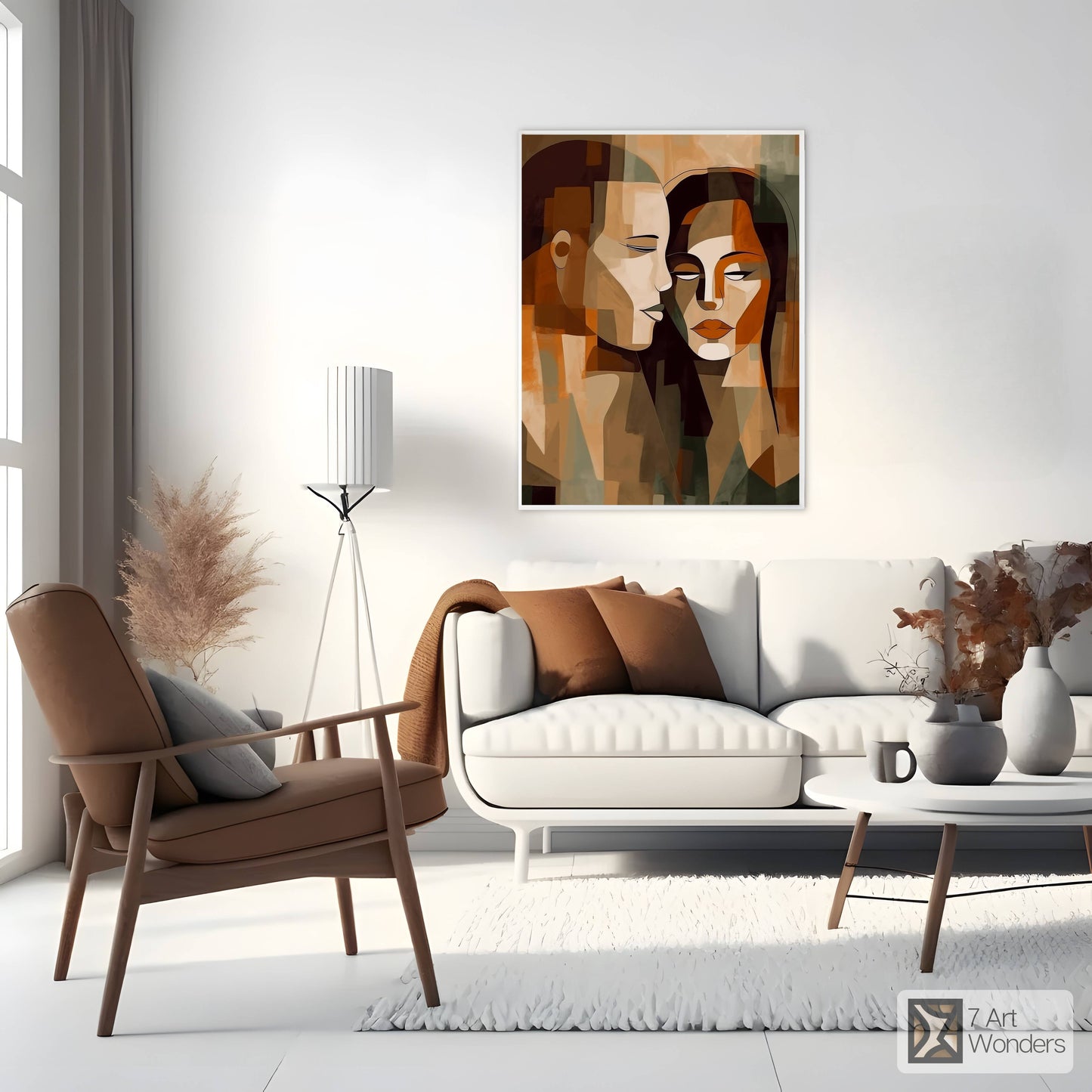 Romantic Cubism Couple Portrait