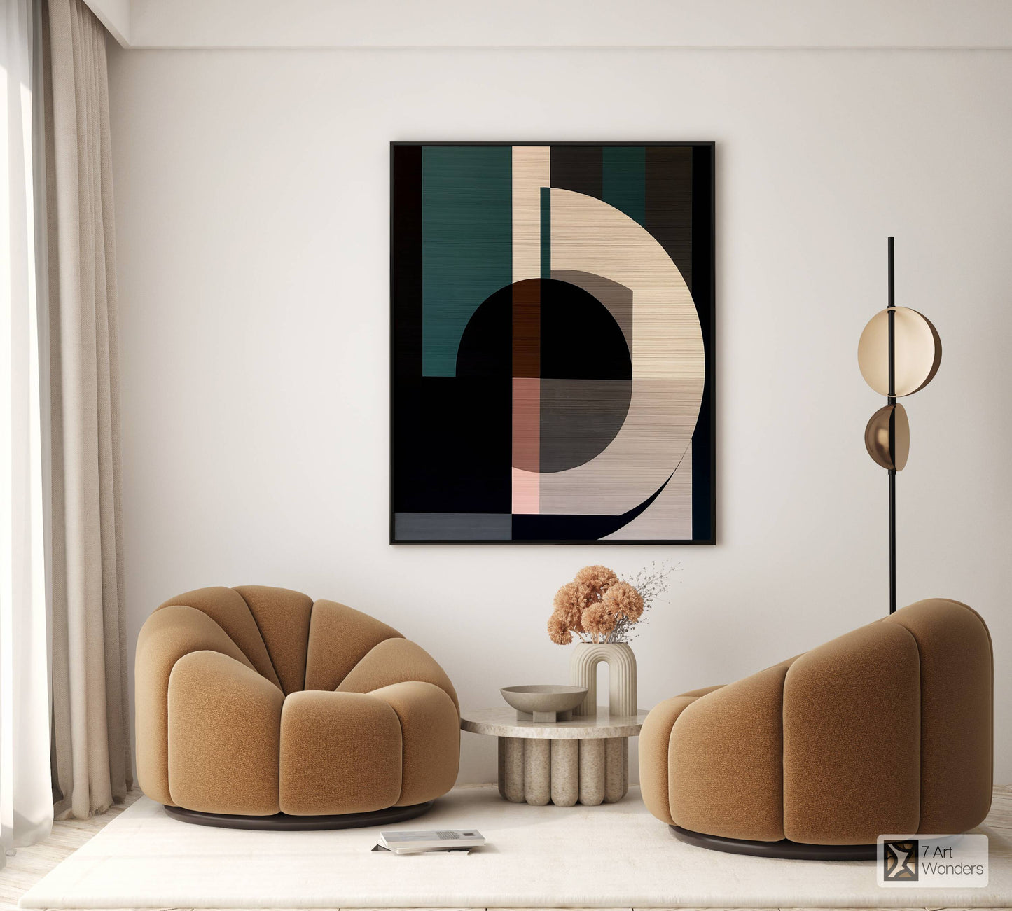 Geometric Green Brown Harmony Art