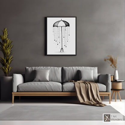 Whimsical Umbrella Rain Art