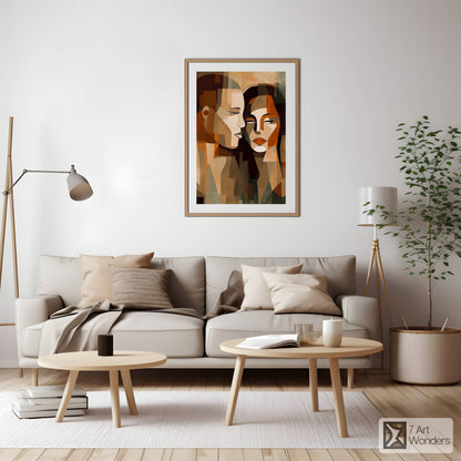 Romantic Cubism Couple Portrait