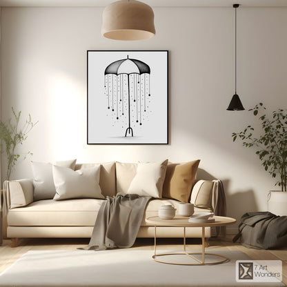 Whimsical Umbrella Rain Art