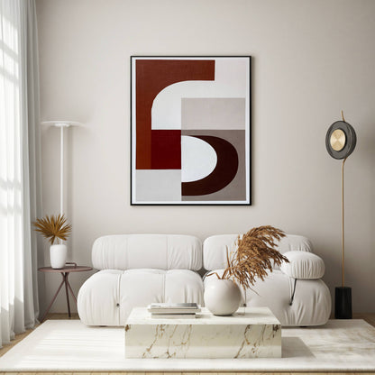 Maroon Minimalist Geometric Shapes Art