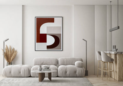 Maroon Minimalist Geometric Shapes Art